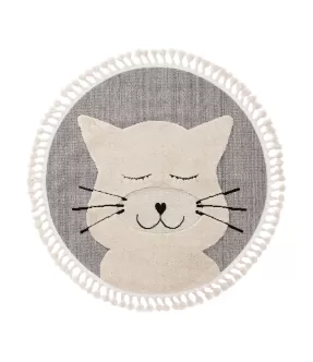Vaikiškas kilimas Benuta pilkas katinas apvalus