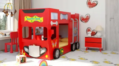 Dviaukštė lova laimingas autobusas 